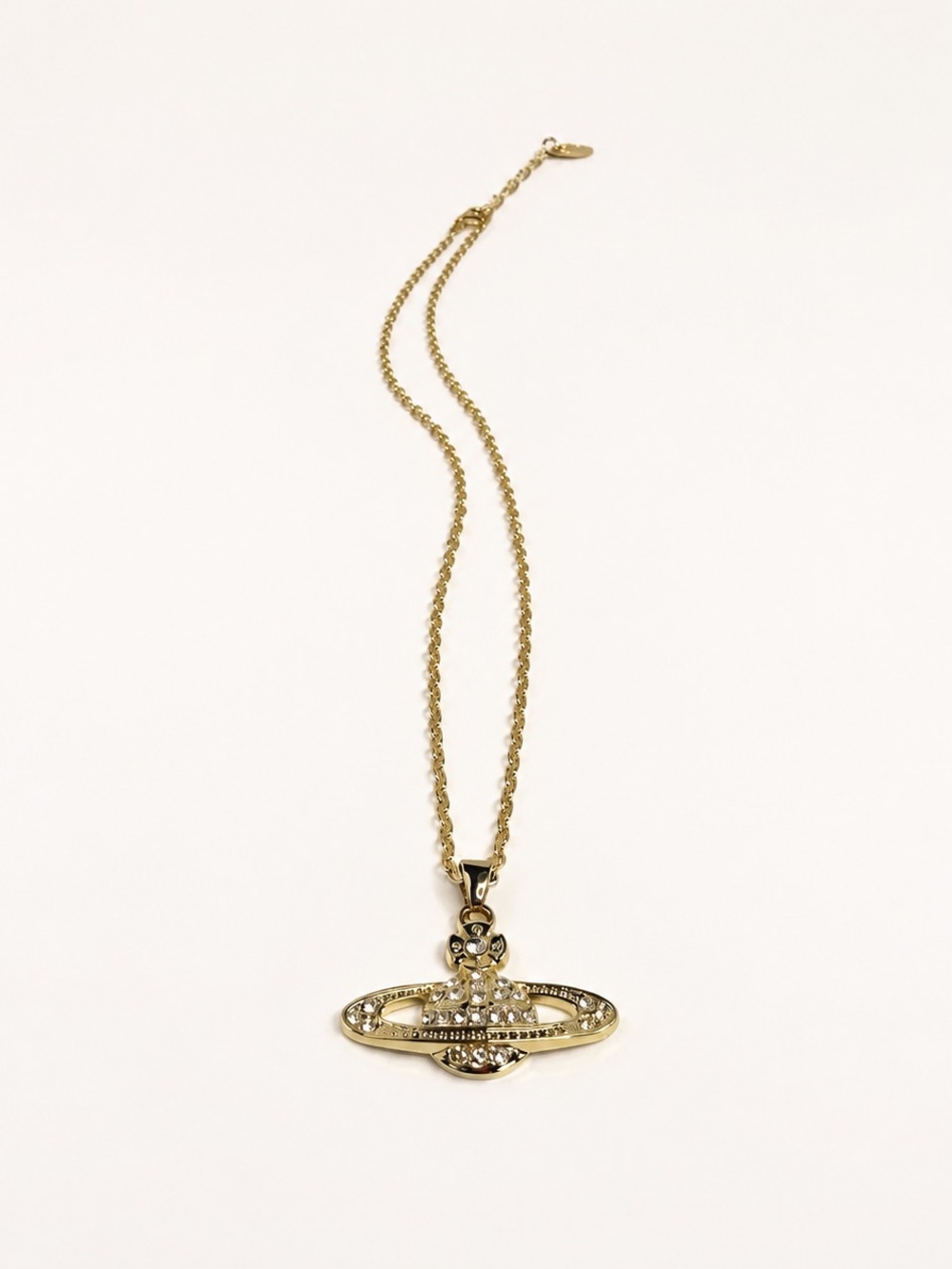 Vivienne Westwood Mini Bas Relief Orb Necklace Gold Crystal Pendant